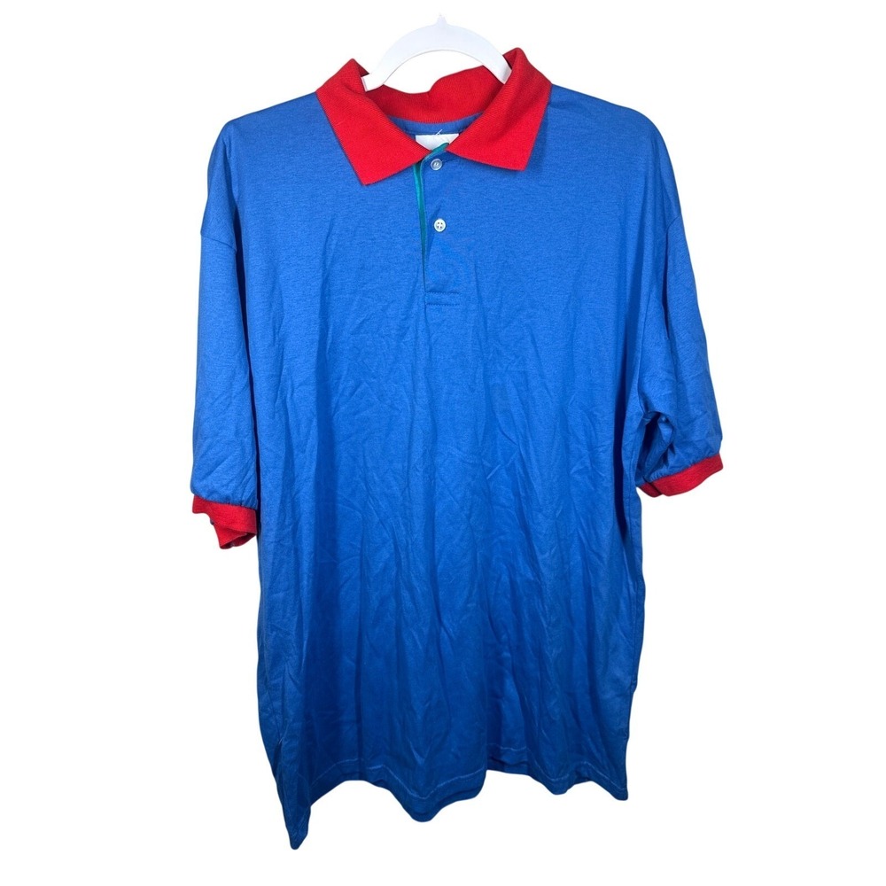 Hartwell Sports Polo Shirt Mens XL Blue Excellent Colorblock Short Sleeve Retro